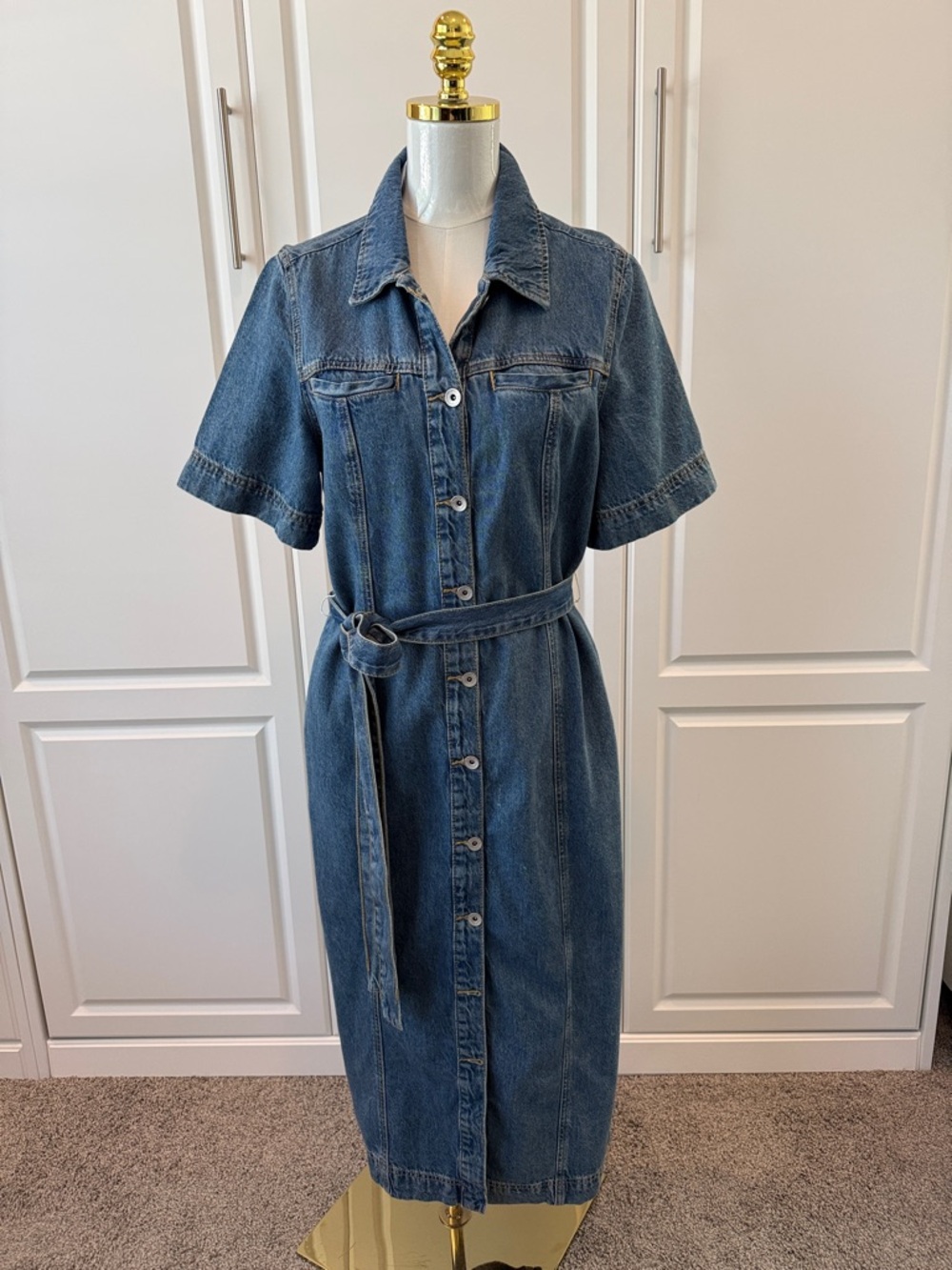 Sanctuary Classic Denim Button-Front Midi Dress NWT size L